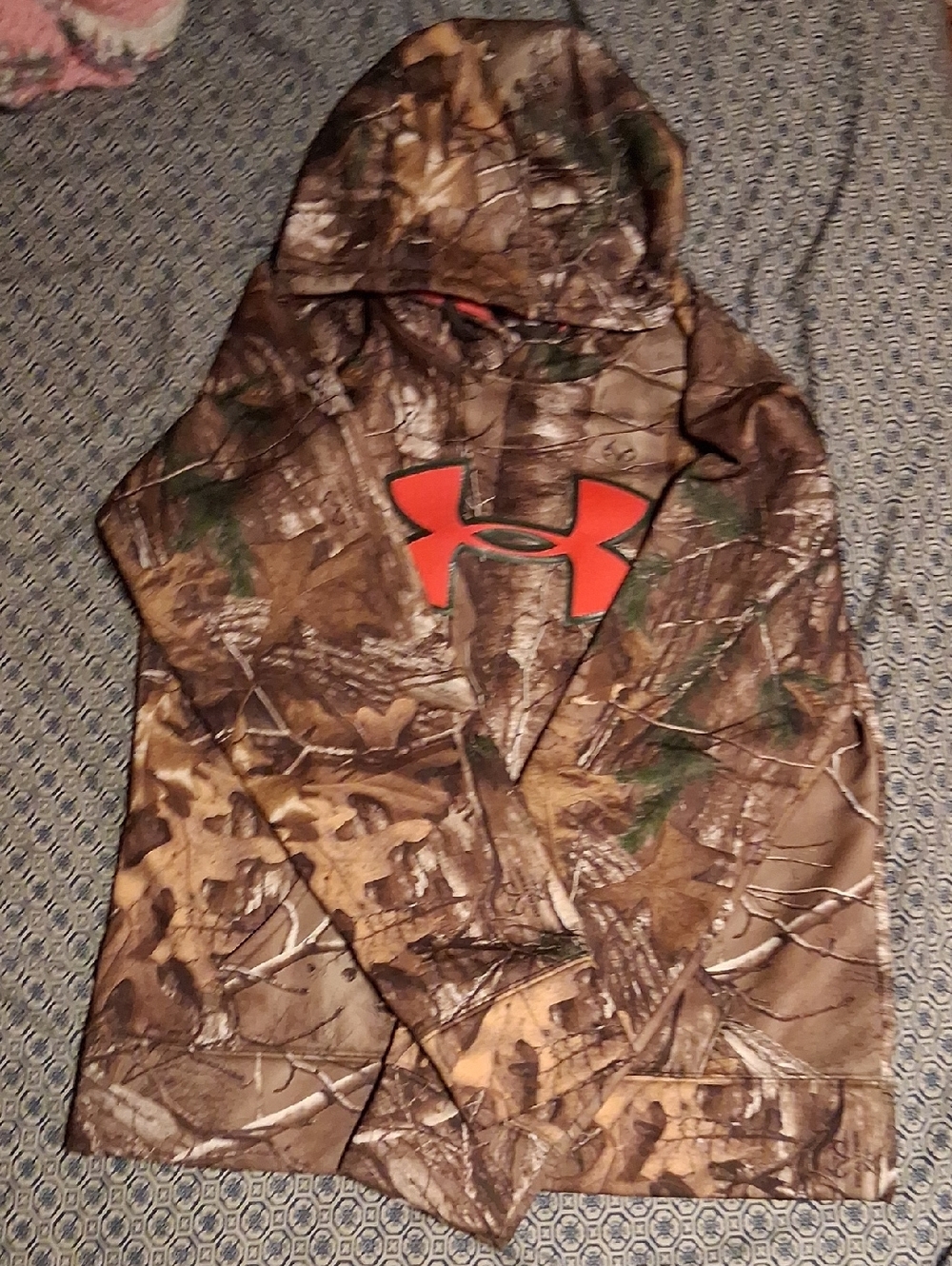 Under Armour Brown Tan Camo Hoodie with Orange Logo